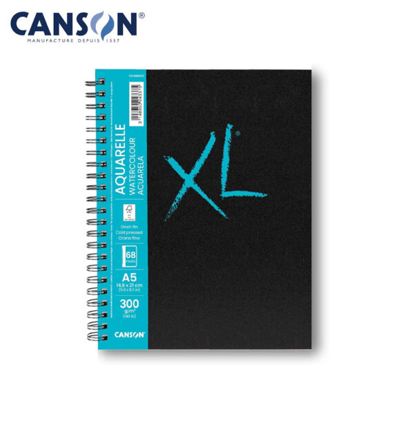 Canson XL Aquarelle Watercolour Sketch Book A5 – Spiral Bound 300 GSM Cold Press Paper