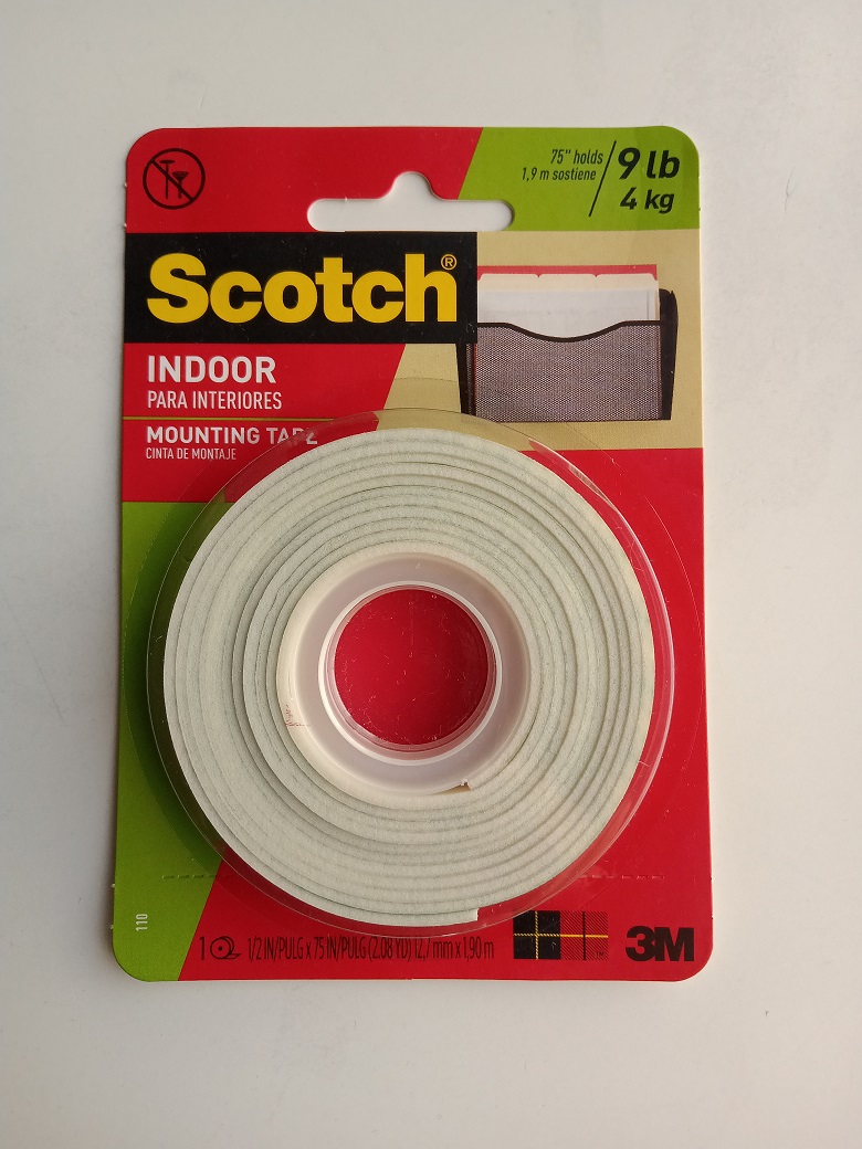 3M Scotch Indoor Mounting Tape 110P – Double-Sided Foam Tape Roll 0.5 in x 6.25 ft