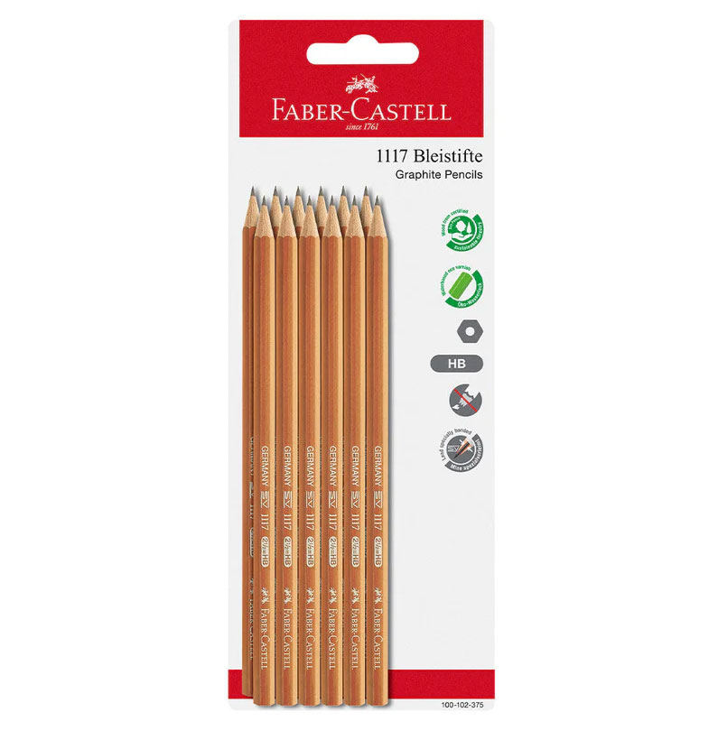 Faber-Castell 1117 Graphite Pencil HB – Blister Pack of 12 with Eco-Friendly Coating